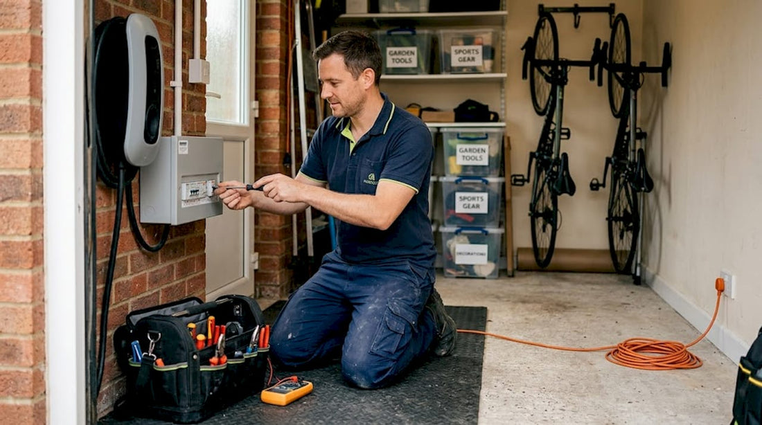 Wiring specialist connecting a driveway charger circuit to a consumer unit in Blackheath