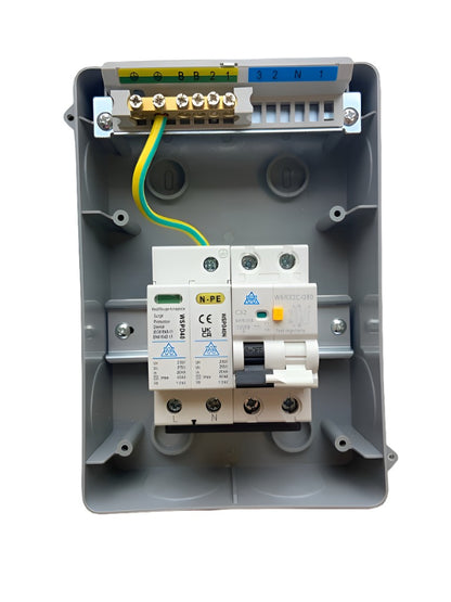 IP65 Plastic Consumer Unit with RCBO and Surge Protection – Front View