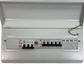 IP40 consumer unit populated with MCBs, RCBOs, and protective devices installed
