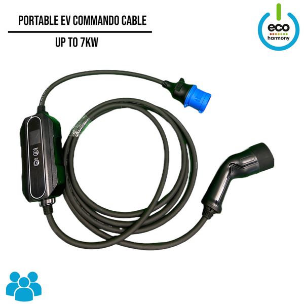 5m Type 2 to 32A Commando Portable EV Charging Cable