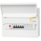 IP40 consumer unit populated with MCBs, RCBOs, and protective devices installed
