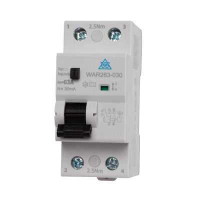 Type A RCDs – 30 mA 2‑Pole & 4‑Pole | WAR Series