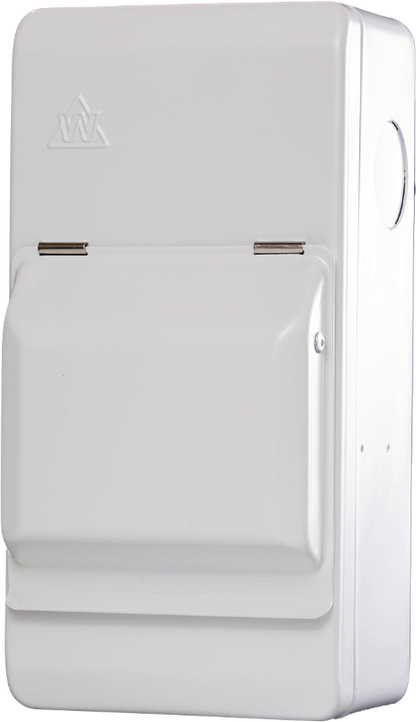 WCED metal IP40 empty enclosure showing steel construction and cable knock‑outs for wiring flexibility

