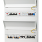 Double-height IP40 consumer unit open showing prepopulated protective devices and wiring layout
