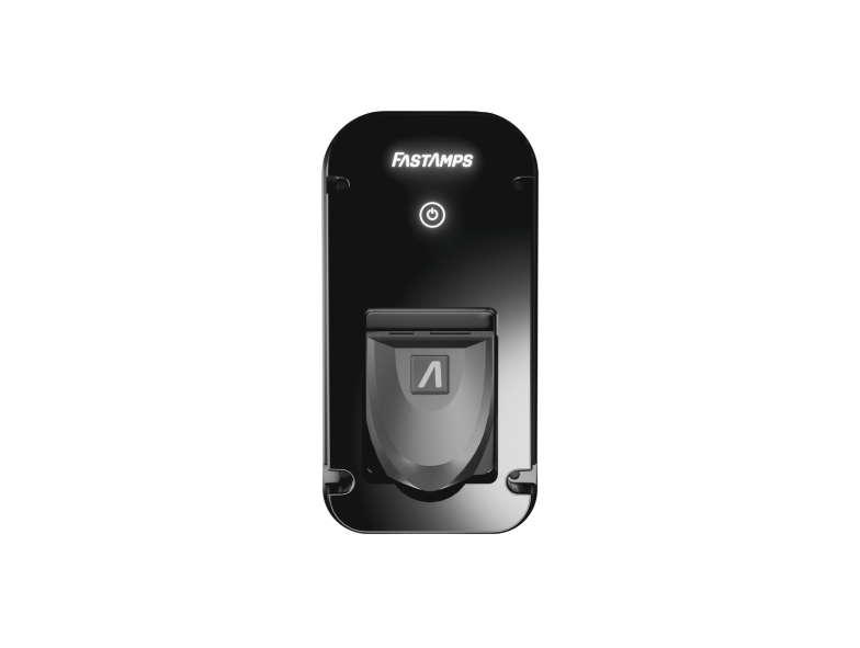 FastAmps Alpha7 compact home EV charger front view on white background