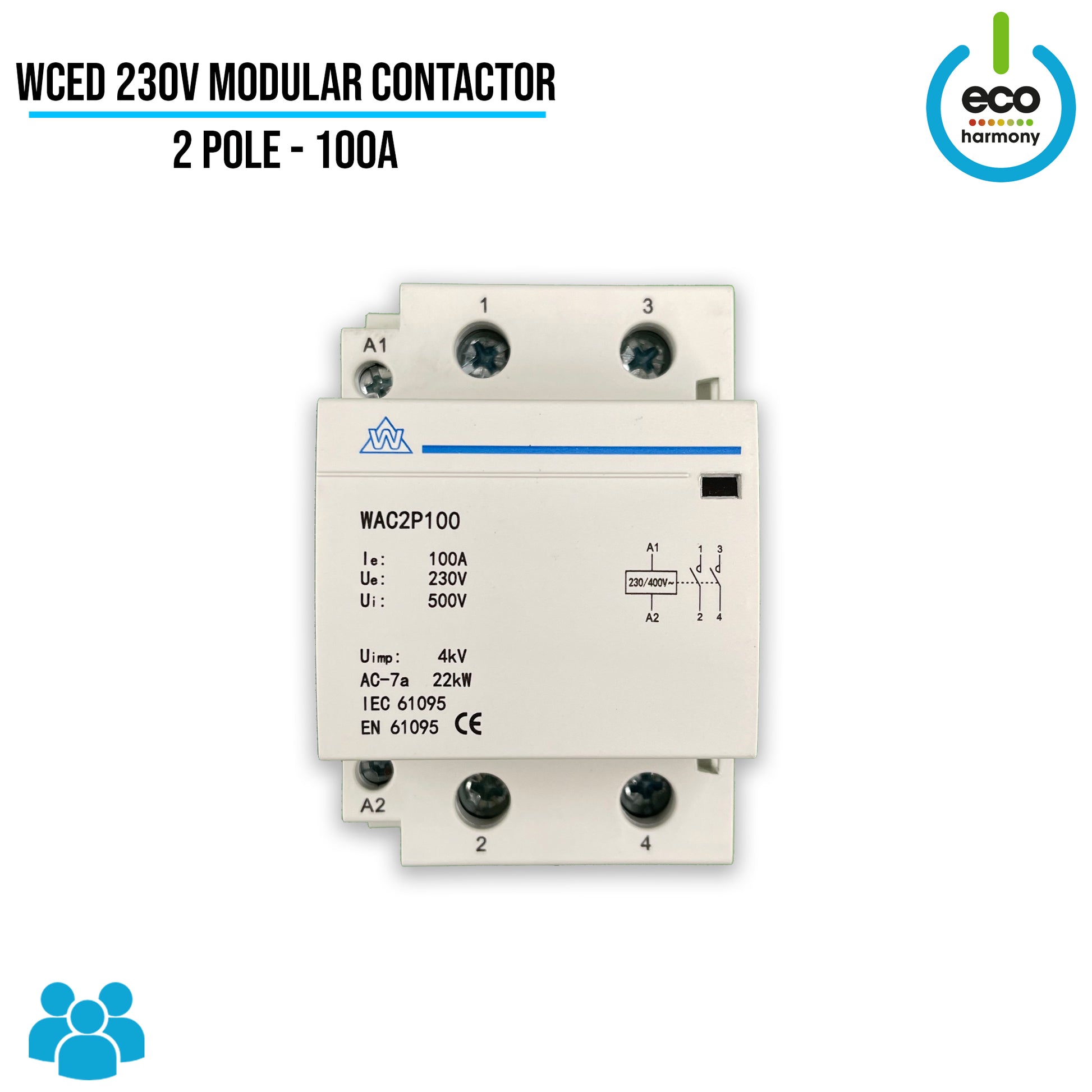 WCED 100A 2-Pole Modular Contactor