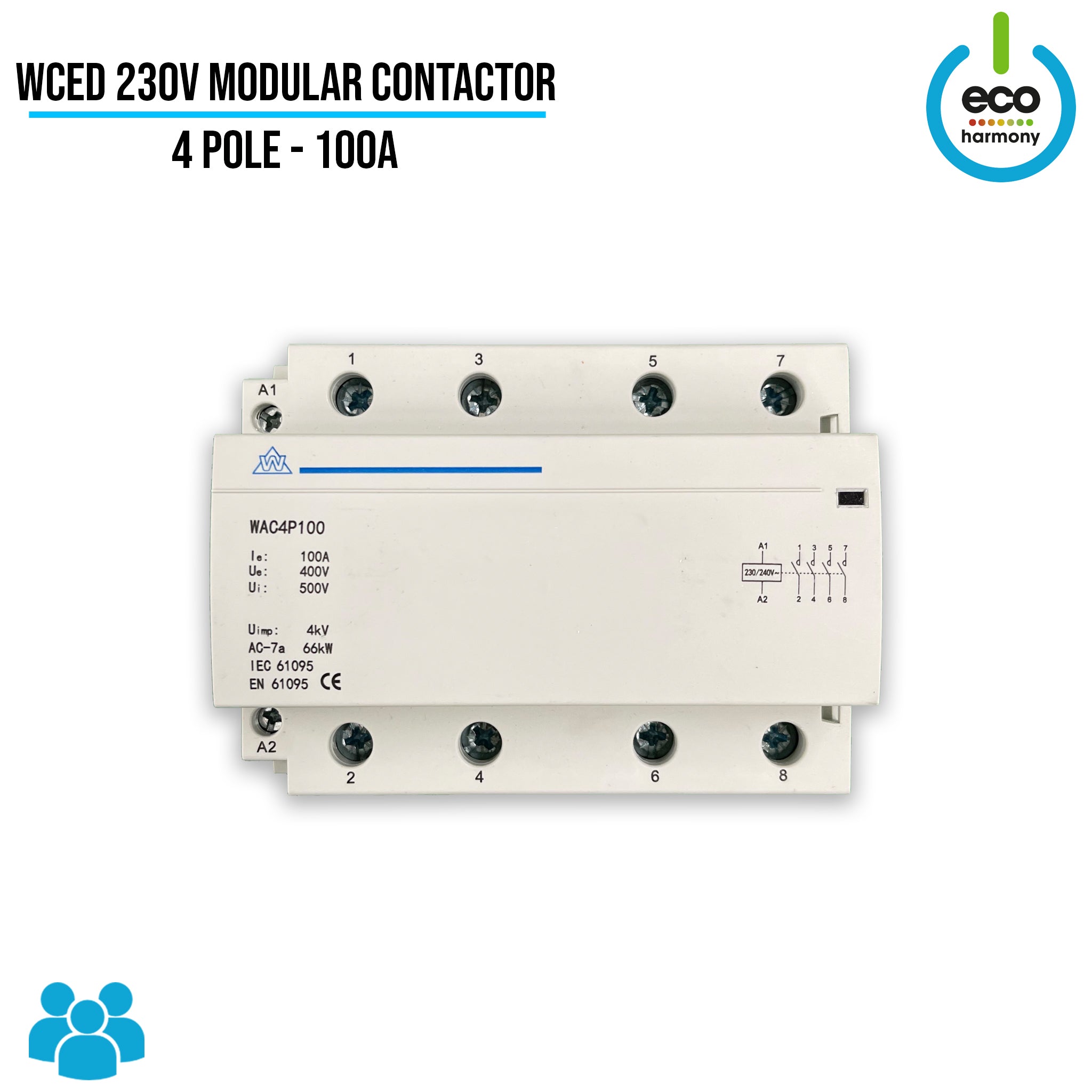 WCED 100A 4-Pole Modular Contactor