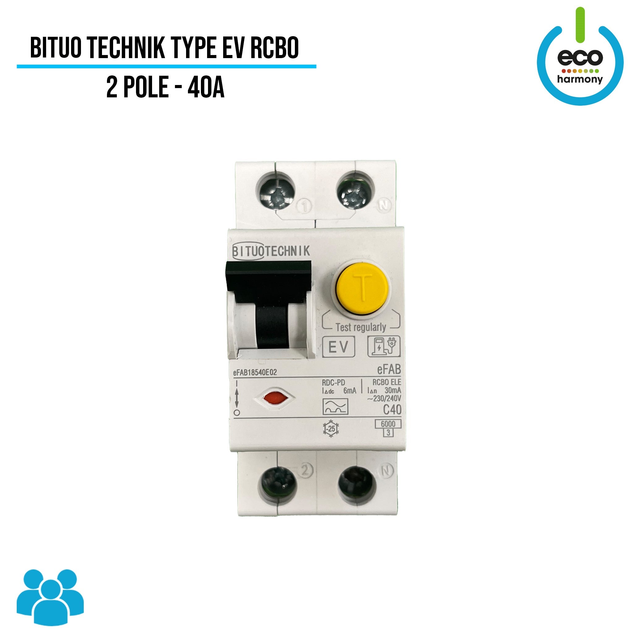 Bituo Technik Type EV RCBO - RCBO+ 6mA, 30mA pulsating DC-sensitive + 6mA RCD-PD