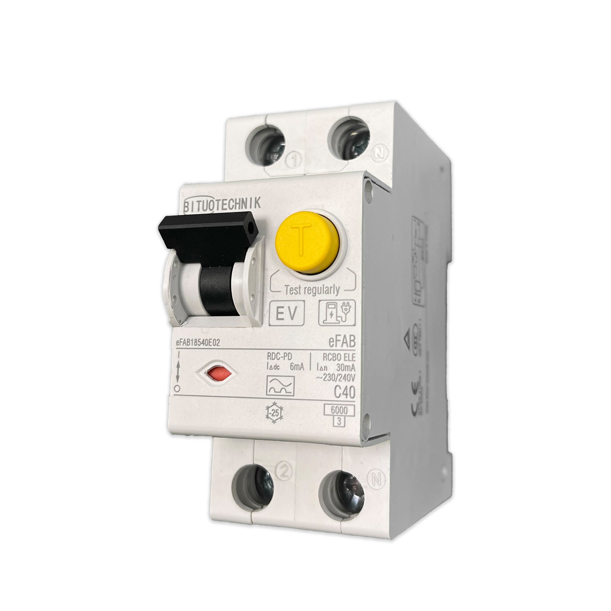 Bituo Technik Type EV RCBO - RCBO+ 6mA, 30mA pulsating DC-sensitive