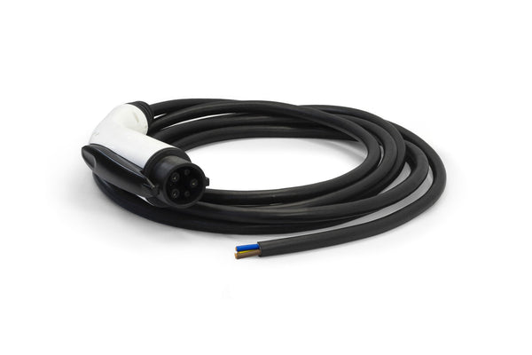 5 Metre Tethered Cable Type 1 16A Female EV Plug + Lead (1-Phase)