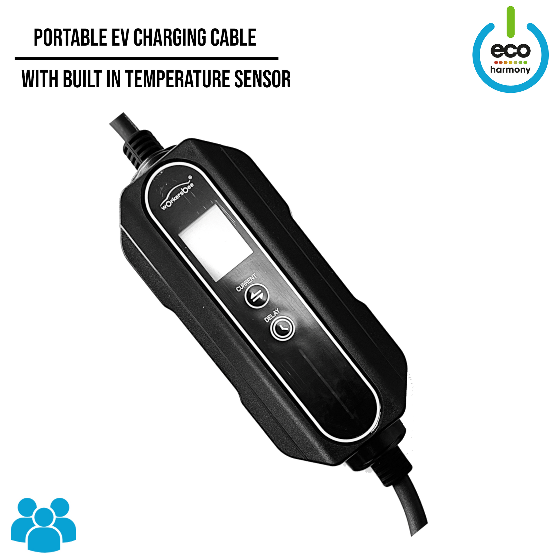 Type 2 to 3 Pin plug Portable EV Charging Cable with built in Temperature Sensor