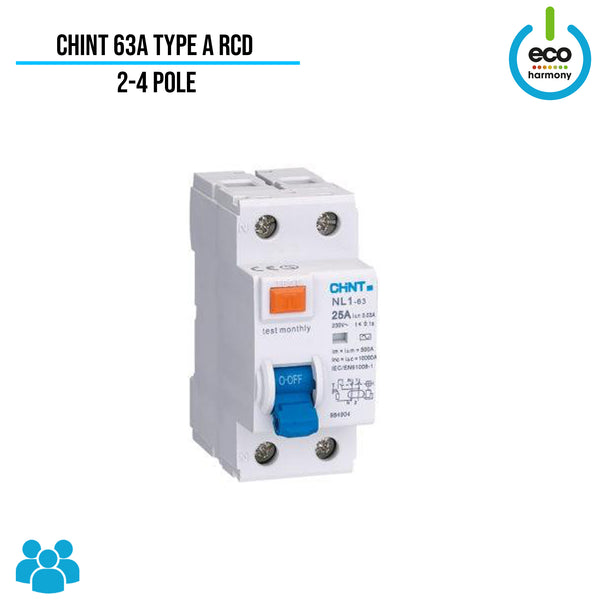 CHINT 63A Type A RCD (2 & 4 Pole Variants Available)