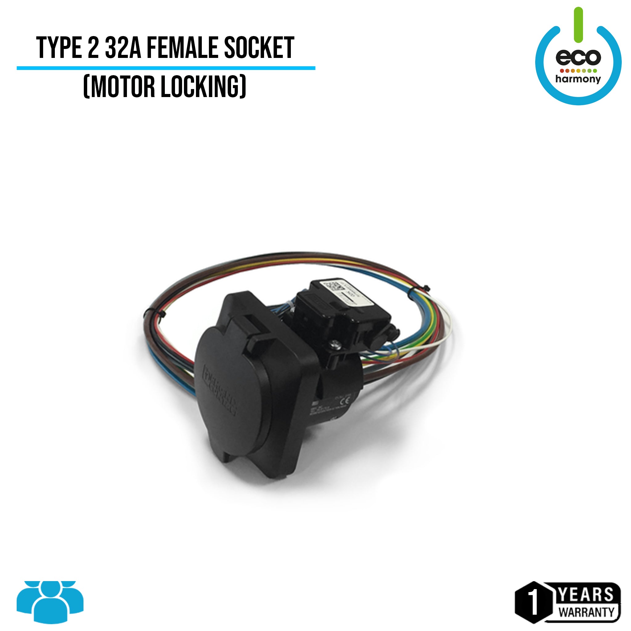 Type 2 32A Female Socket (Motor Locking)